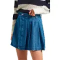 Pepe Jeans Pepe Jeanstil kvinder. PL901114 Blå plisseret denimnederdel (M), Casual, Bomuld, Bæredygtig