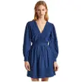 Pepe Jeans Pepe Jeanstil kvinder. PL953527 Kjole Susi blå (L), Casual, Bomuld, Lange ærmer