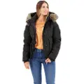 Superdry Superdrytil kvinder. W5011576A Everest Quiltet bomberjakke med hætte, sort (XXS), Casual, Polyester