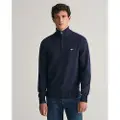 Gant Ganttil mænd. 8030170 Bomuldstrøje med halv lynlås Casual navy (5XL), Lange ærmer, Blå