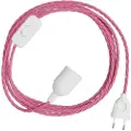 Creative Cables Snakebis Twisted E27 Kabelsæt Med Lampesokkel. Stofbetrukket Kabel Og 2-benet Stik 3 M