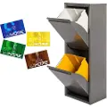 Wellhome Metalaffaldsspand Og Genbrugsbeholder Med 4 Magnetiske Etiketter 34l 2 Rum