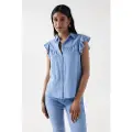 Salsa Jeans Ruffle-sleeve Light ærmeløs Bluse