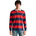 Gant Ganttil mænd. 2005132 Kraftig stribet poloshirt i rød blok (3XL), Casual, Bomuld, Lange ærmer