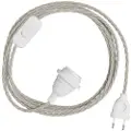 Creative Cables Snakebis Twisted E27 Lampeskærm-kabelsæt Med Lampeholder. Stofbetrukket Kabel Og 2-benet Stik 3 M