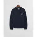 Gant Ganttil mænd. 8030221 Crewneck-trøje med navy-badge (L), Casual, Bomuld, Blå