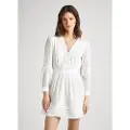 Pepe Jeans Pepe Jeanstil kvinder. PL953527 Hvid Susi-kjole (S), Casual, Bomuld, Lange ærmer