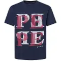 Pepe Jeans Pepe Jeanstil mænd. PM509634 Sohan marineblå T-shirt (XS), Casual, Korte ærmer, Økologisk bomuld, Bæredygtig