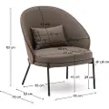 Kave Home - Eamy lænestol i brunt kunstlæder, askefinér med valnød og sort metalfinish - Brun - Lænestole - - Homeroom