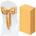 Vevor Satin Stolebånd Sløjfer, 50 stk. Stolebånd Slips Bagpå Skærf, 7 x 108 tommer, Guld Bryllupsreception Dekoration, Til Bryllupsceremoni Babyshower Fest Begivenheder Banket Stolebetræk Dekoration