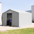 TOOLPORT 6x6m, Telthal, PVC-teltdug, grå, med statikpakke (beton undergrund)