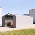 TOOLPORT 6x12m, Telthal, PVC-teltdug, grå, med statikpakke (beton undergrund)