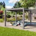 PRIMEYARD 3x3m Pergola, lameltag, perlegrå