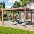 PRIMEYARD 3x4m Pergola, lameltag, træ-look
