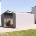 TOOLPORT 4x12m, Telthal, PVC-teltdug, grå, med statikpakke (beton undergrund)