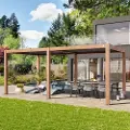 PRIMEYARD 3x6m Pergola, lameltag, træ-look