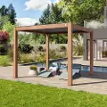 PRIMEYARD 3x3m Pergola, lameltag, træ-look