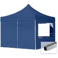 TOOLPORT 3x3m, aluminium, easy-up-pavillon, 4 sidedele, mørkeblå