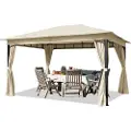 TOOLPORT 3x4m, havepavillon, inkl. 4 sidegardiner, champagnefarvet