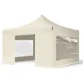 TOOLPORT 4x4m, stål, easy-up-pavillon, 4 sidedele, creme