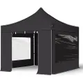 TOOLPORT 3x3m, aluminium, easy-up-pavillon, 4 sidedele, sort