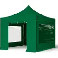 TOOLPORT 3x3m, aluminium, easy-up-pavillon, 4 sidedele, mørkegrøn