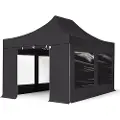 TOOLPORT 3x4,5m, aluminium, easy-up-pavillon, 4 sidedele, sort