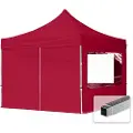 TOOLPORT 3x3m, aluminium, easy-up-pavillon, 4 sidedele, rød
