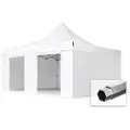 TOOLPORT 5x5m, aluminium, easy-up-pavillon, 4 sidedele, hvid