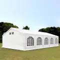 TOOLPORT 5x10m, Partytelt, PE-teltdug, hvid, med bundramme