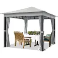 TOOLPORT 3x3m, havepavillon, inkl. 4 sidegardiner, stone