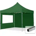 TOOLPORT 3x3m, aluminium, easy-up-pavillon, 2 sidedele, mørkegrøn