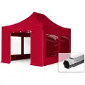 TOOLPORT 3x4,5m, aluminium, easy-up-pavillon, 4 sidedele, rød