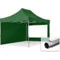 TOOLPORT 3x4,5m, aluminium, easy-up-pavillon, 2 sidedele, mørkegrøn