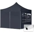 TOOLPORT 3x3m, stål, easy-up-pavillon, 4 sidedele, sort
