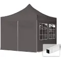 TOOLPORT 3x3m, stål, easy-up-pavillon, 4 sidedele, mørkegrå