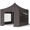 TOOLPORT 3x3m, aluminium, easy-up-pavillon, 4 sidedele, mørkegrå