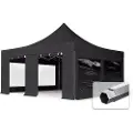 TOOLPORT 5x5m, aluminium, easy-up-pavillon, 4 sidedele, sort