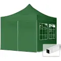 TOOLPORT 3x3m, stål, easy-up-pavillon, 4 sidedele, mørkegrøn