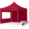 TOOLPORT 3x3m, aluminium, easy-up-pavillon, 2 sidedele, rød