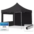 TOOLPORT 3x3m, aluminium, easy-up-pavillon, 2 sidedele, sort