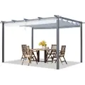 PRIMEYARD 3x4m Pergola, Solsejl, stone