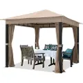 TOOLPORT 3x3m, havepavillon, inkl. 4 sidegardiner, cappuccino