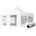 TOOLPORT 5x5m, aluminium, easy-up-pavillon, 4 sidedele, hvid