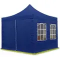 TOOLPORT 3x3 m Easy Up pavillon, ECONOMY stål 30 mm, sidedele med gittervinduer, blå