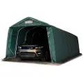 TOOLPORT 3,3x9,6m, Garagetelt, PVC-teltdug, mørkegrøn, med statikpakke (blød undergrund)
