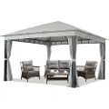 TOOLPORT 4x4m, havepavillon, inkl. 4 sidegardiner, stone