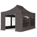 TOOLPORT 3x4,5m, aluminium, easy-up-pavillon, 4 sidedele, mørkegrå