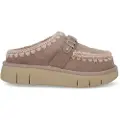 Mou Moutil kvinder. MU.FW531001A Bounce træsko læder træsko metal logo, taupe (37), 3-5 cm, Ingen, Casual, Gråt