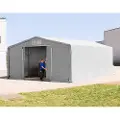 TOOLPORT 8x8m, Telthal, PRIMEtex-PVC-teltdug, grå, med statikpakke (blød undergrund)